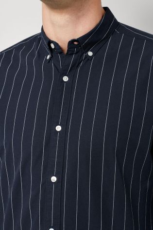 Navy Wide Stripe Long Sleeve Shirt